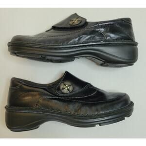Naot Black Leather Slip On Hook Loop Adjustable Strap Comfort Loafers 37 US 6.5